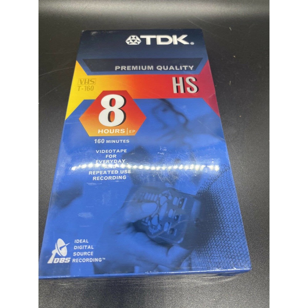 TDK Premium Quality HS T-160 8 Hour Blank VHS Video Cassette Tape Sealed
